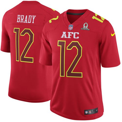 Nike Patriots #12 Tom Brady Red Men's Stitched NFL Game AFC Pro Bowl Jersey
